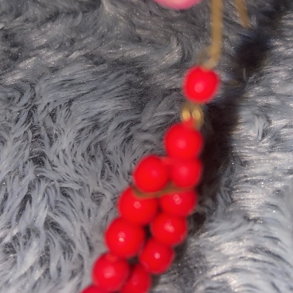 MCM vintage red faceted glass bead double strand choker necklace 13 inches - Picture 4 of 11